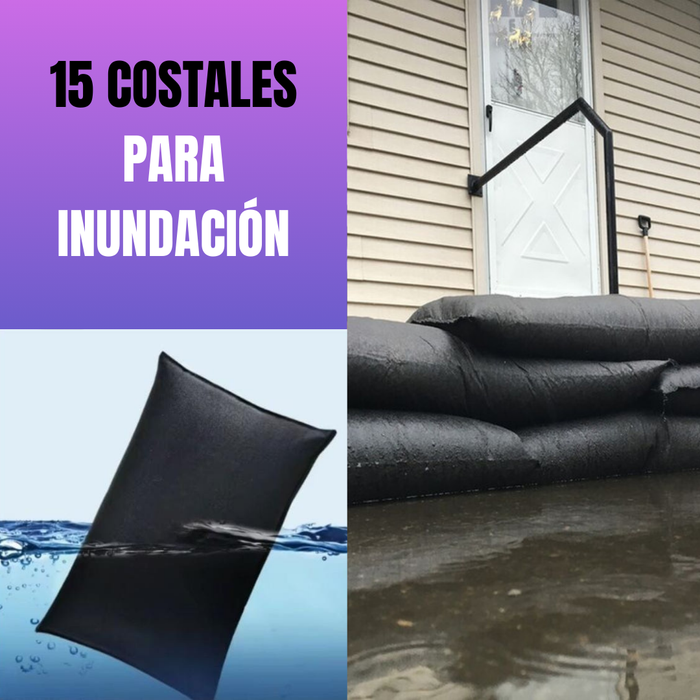 15 COSTAL AUTO INFLABLE ABSORBENTE DE AGUA PARA INUNDACIÓN - EMERGENCIA