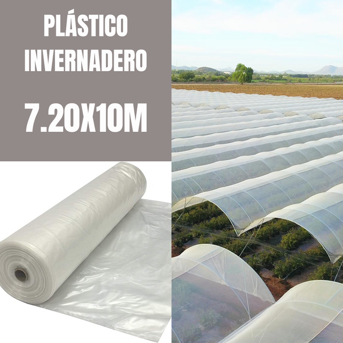 PLÁSTICO INVERNADERO 7.20m X 10m - 5% TRANSPARENTE