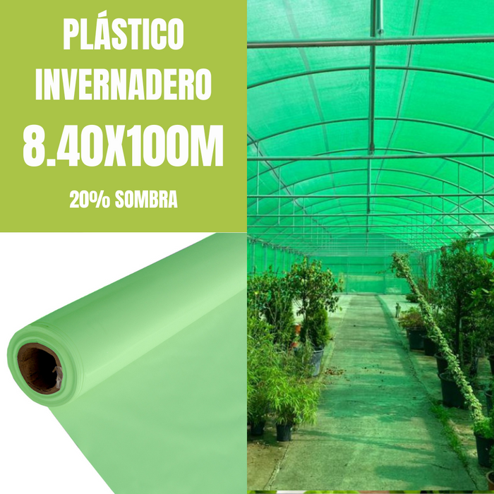 PLÁSTICO INVERNADERO 8.40m x 100m - VERDE