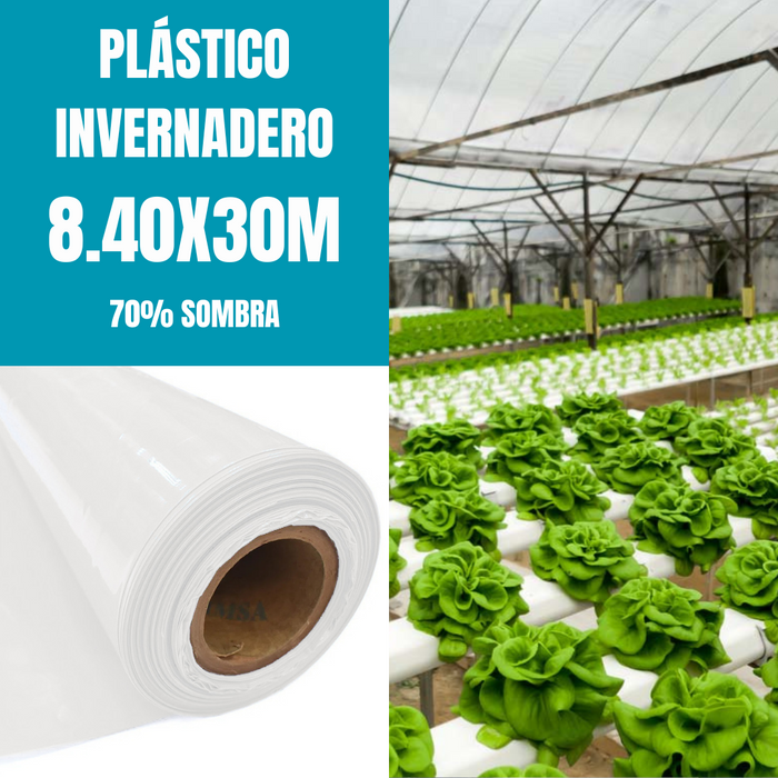 PLÁSTICO INVERNADERO 8.40m x 30m - 70% SOMBRA