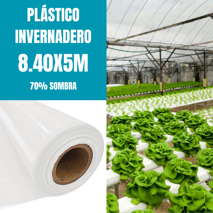 PLÁSTICO INVERNADERO 8.40m x 10m - 70% SOMBRA