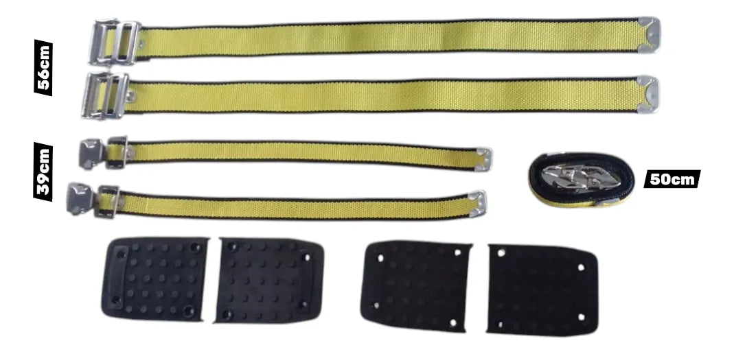 KIT DE REPUESTO PARA ZANCOS 3 PARES DE CORREAS + SUELAS DE GOMA