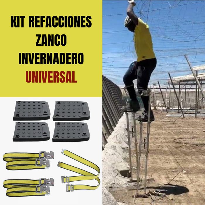 KIT DE REPUESTO PARA ZANCOS 3 PARES DE CORREAS + SUELAS DE GOMA