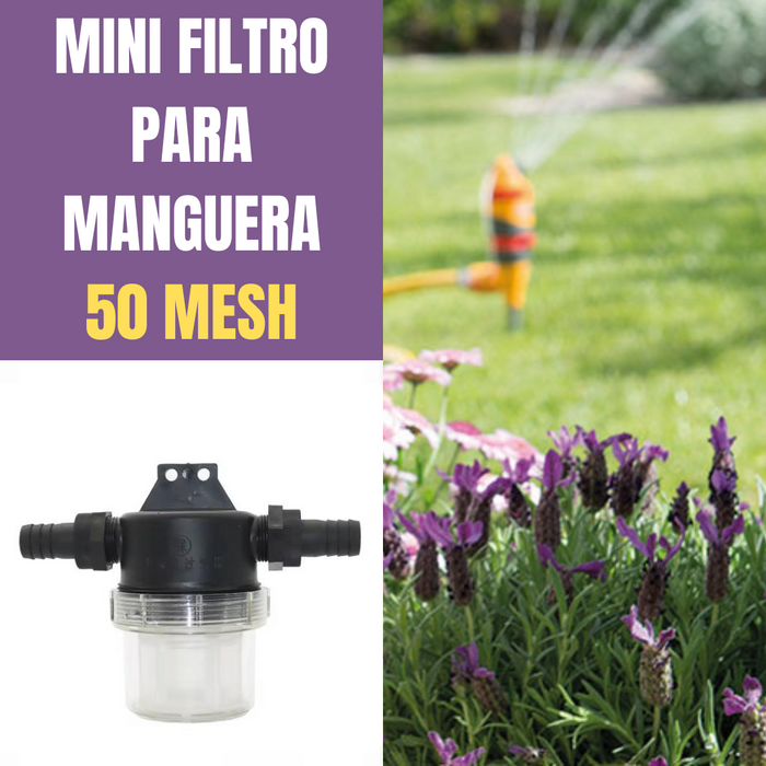 MINI FILTRO DE RIEGO PARA MANGUERA / AGUA LIMPIA / 50MESH / PRÁCTICO CASA, JARDÍN
