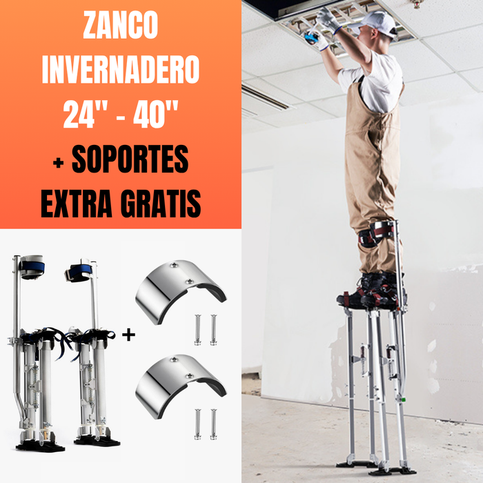 ZANCOS INVERNADERO 24 - 40 PULGADAS / 61 - 102 CM ALUMINIO + SOPORTES P/PIERNA GRATIS