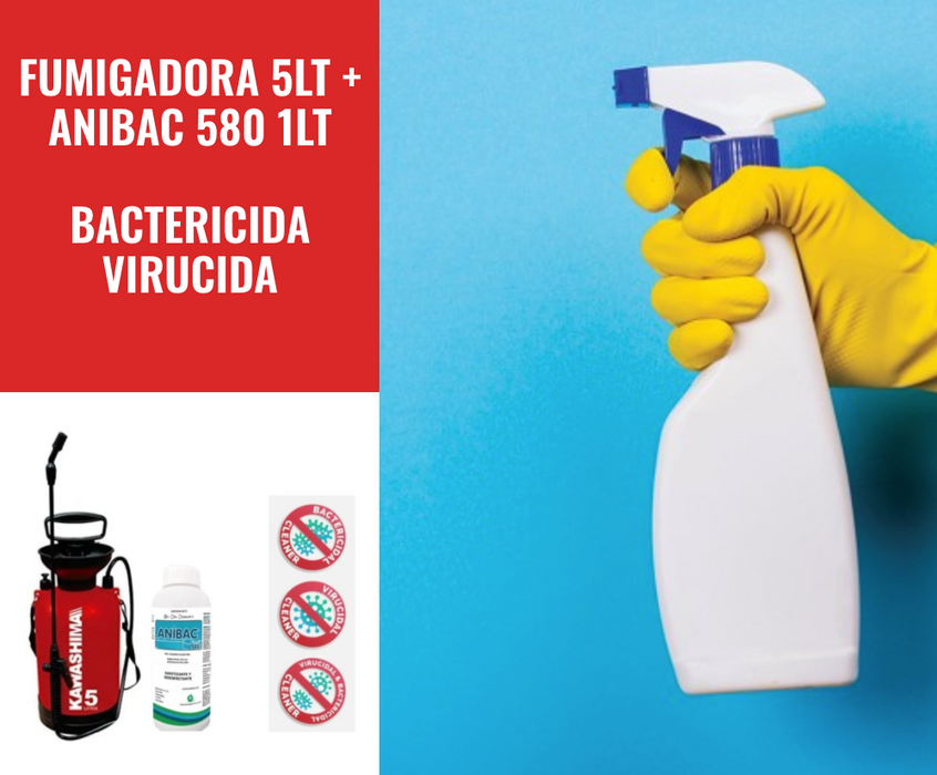 FUMIGADORA 5LT + ANIBAC 580 1LT BACTERICIDA VIRUCIDA