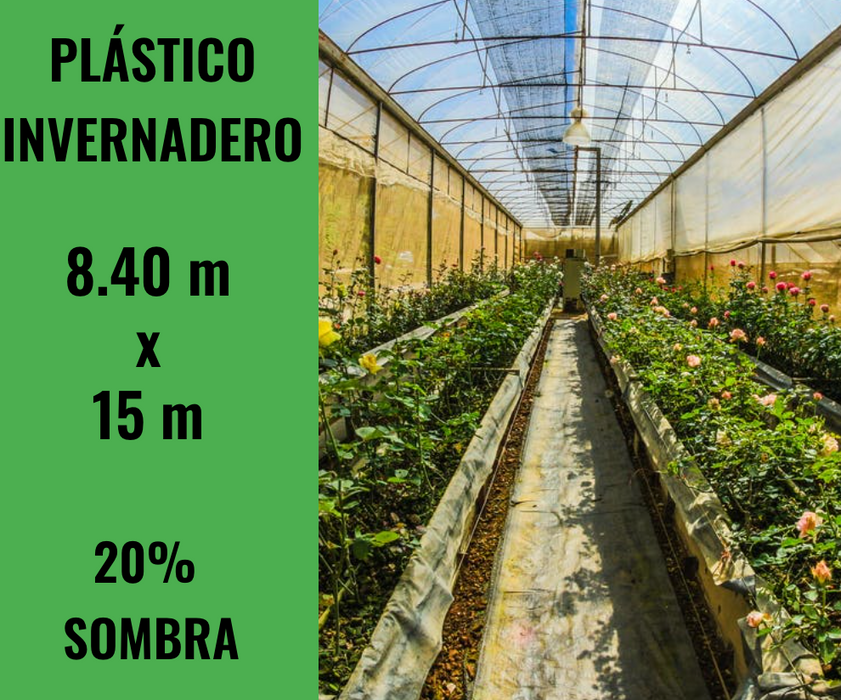 PLÁSTICO INVERNADERO 8.40m x 15m - VERDE