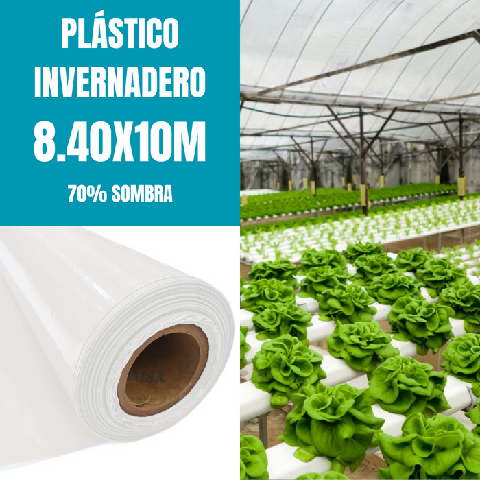 PLÁSTICO INVERNADERO 8.40m x 10m - 70% SOMBRA
