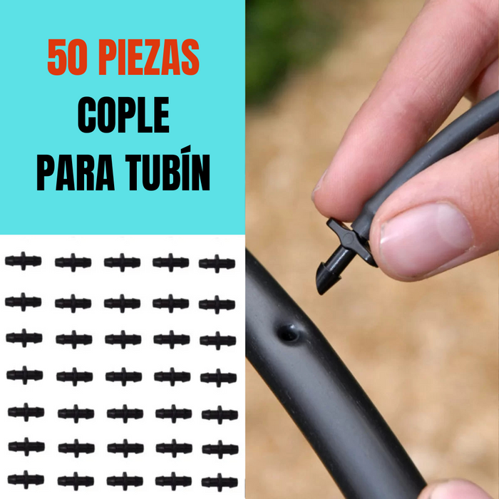 50 PZAS CONECTOR COPLE PARA MICROTUBO TUBÍN 4/7mm