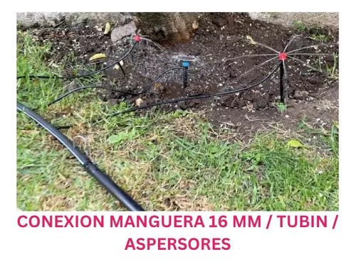 SISTEMA DE RIEGO ROJO COMPLETO X GOTEO + MANGUERA + TUBÍN 25M #004