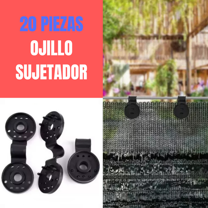 20 PZAS OJILLO SUJETADOR CLIP PARA MALLA SOMBRA ÁGIL INSTALACIÓN