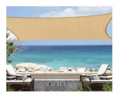 MALLA RASCHEL BEIGE 4 X 5 M / 90% SOMBRA + OJILLOS SUJETADORES