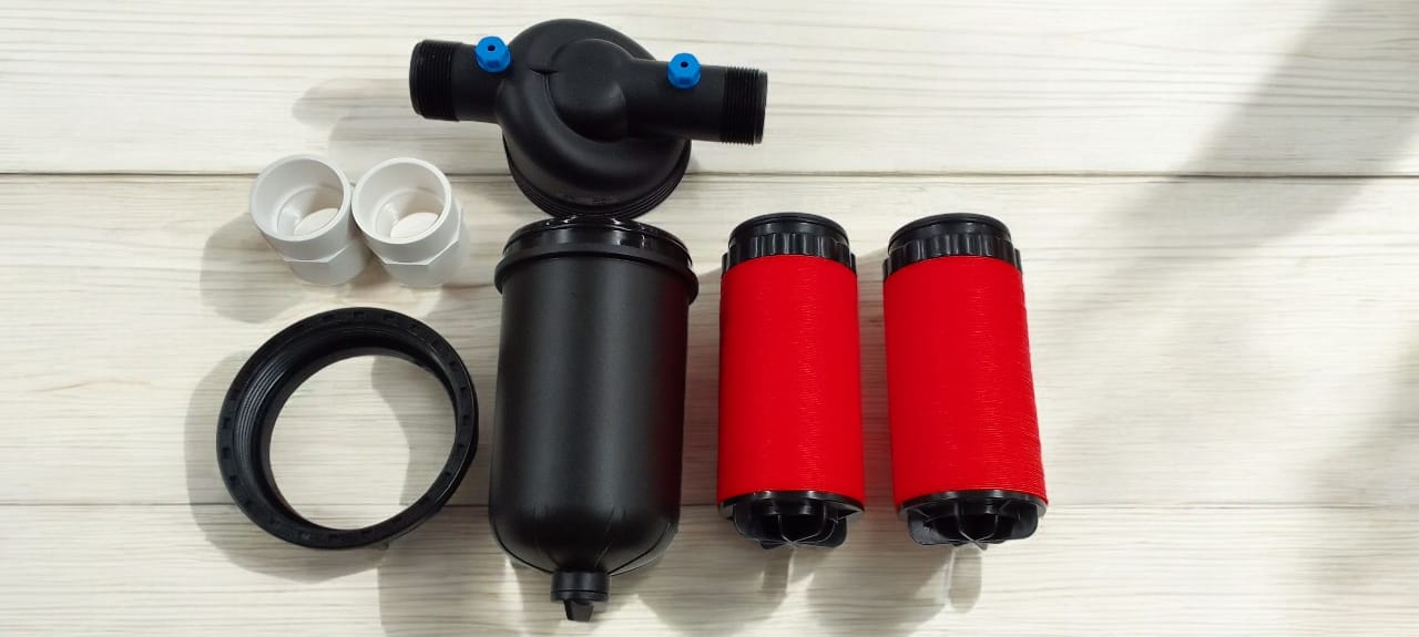 FILTRO DISCO TEE 1 - 1/2" + ADAPTADORES + REPUESTO EXTRA