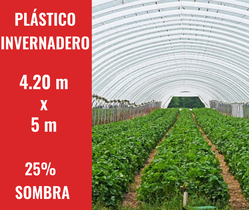 PLÁSTICO INVERNADERO 8.40m x 20m - 25% SOMBRA — invernaderosMX